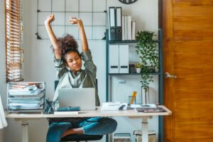 Creative designer working in her House