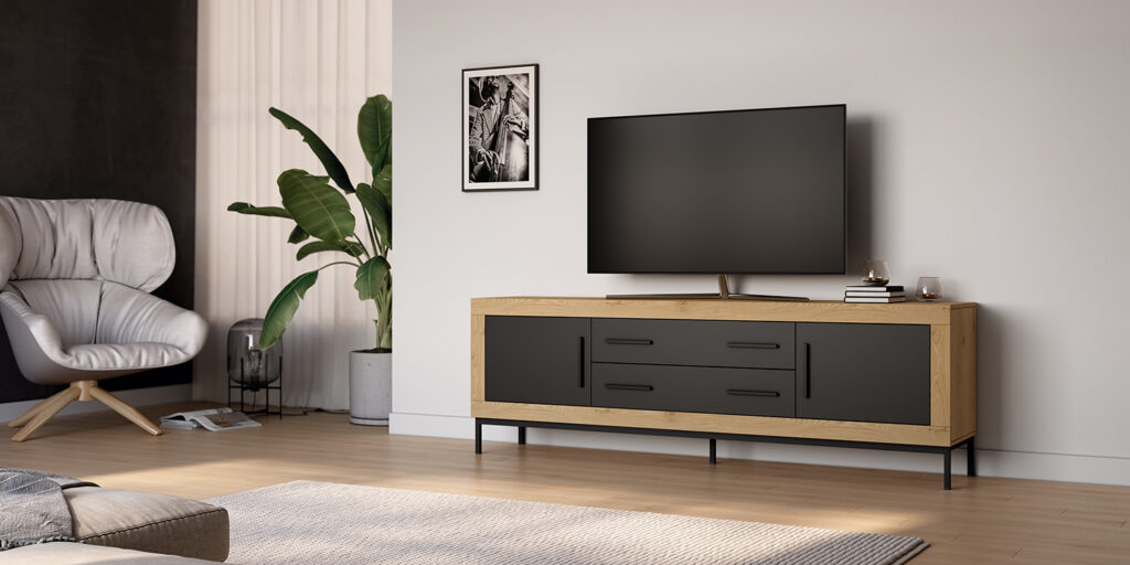 Mueble de TV de 2 puertas y 2 cajones de 200cm Noom