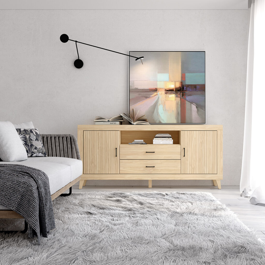 Mueble de TV de 2 puertas y 2 cajones con hueco 150cm o 180cm Noom